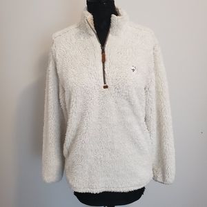 Southern Shirt Co. Women's Sherpa Pullover with Pockets in Oyster Size Small